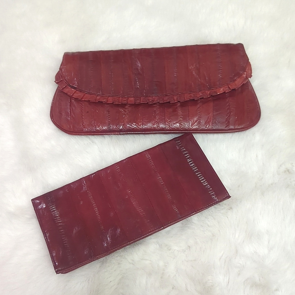 MALOCK Vintage Eel Skin Clotch and Wallet Set ~ EUC